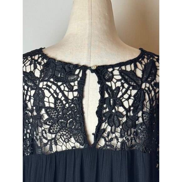 Lane Bryant Dress Women 18 Black Lace Crochet Gauze Swing Mini Whimsigoth Boho - Picture 10 of 14